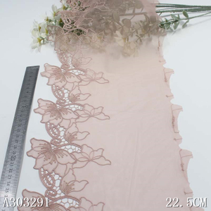 Delicado adorno de encaje bordado de flores brillantes de 23cm para vestido de mujer encaje de guipur